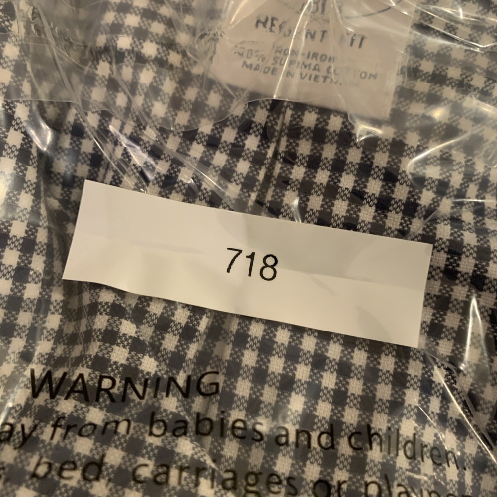 Brooks Brothers, Men's 17.5 2/3 Regent Fit 1818 , BLUE White Check, Non Iron - Picture 9 of 9